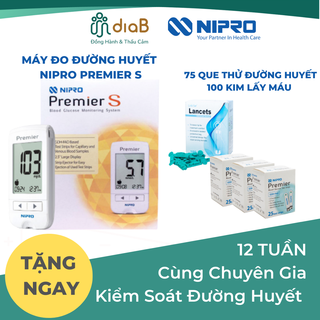 Package Trải nghiệm 2 1 Máy đo đường huyết Nipro Premier S APP theo