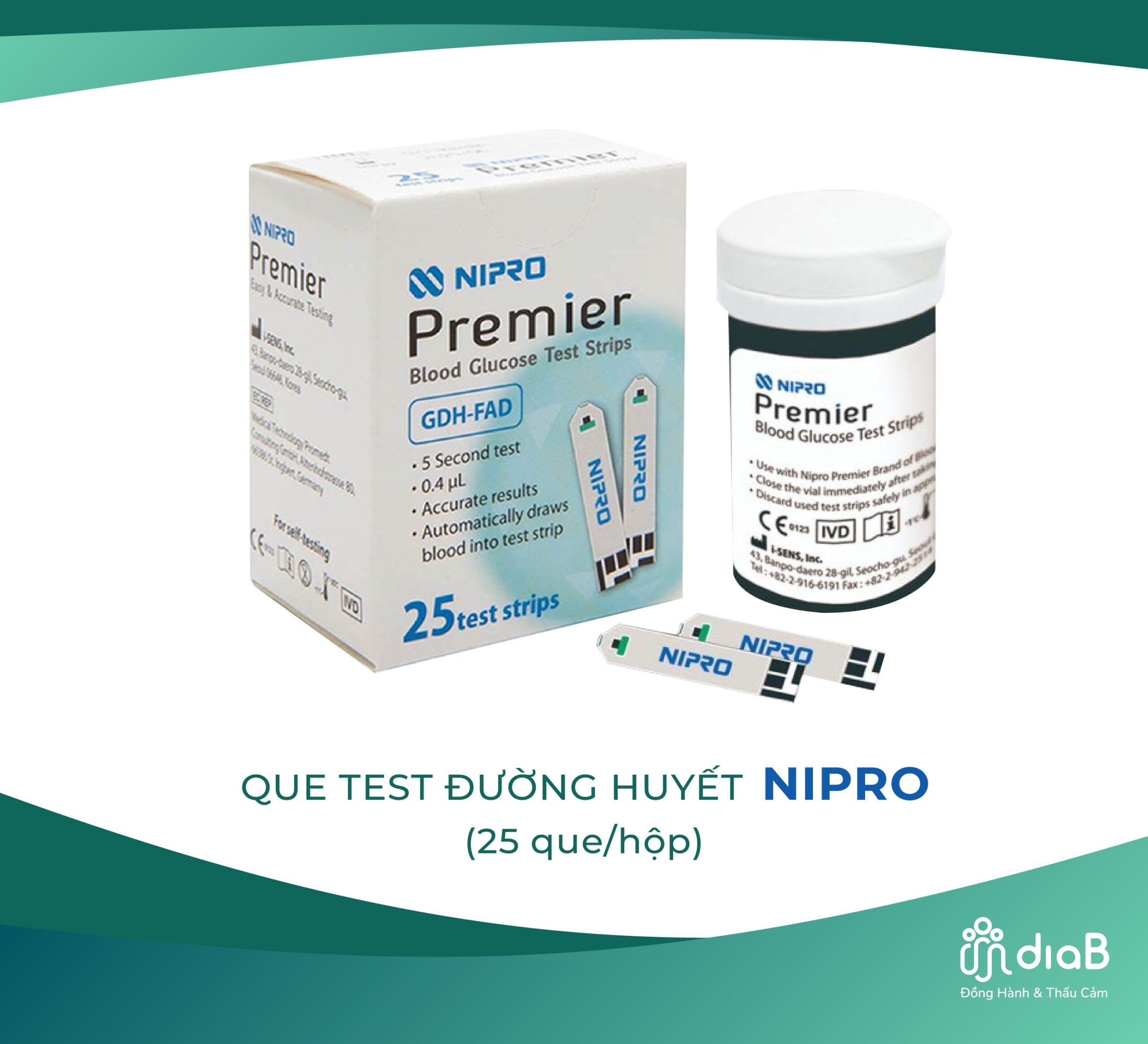 Que test đường huyết Nipro (25 que/hộp)