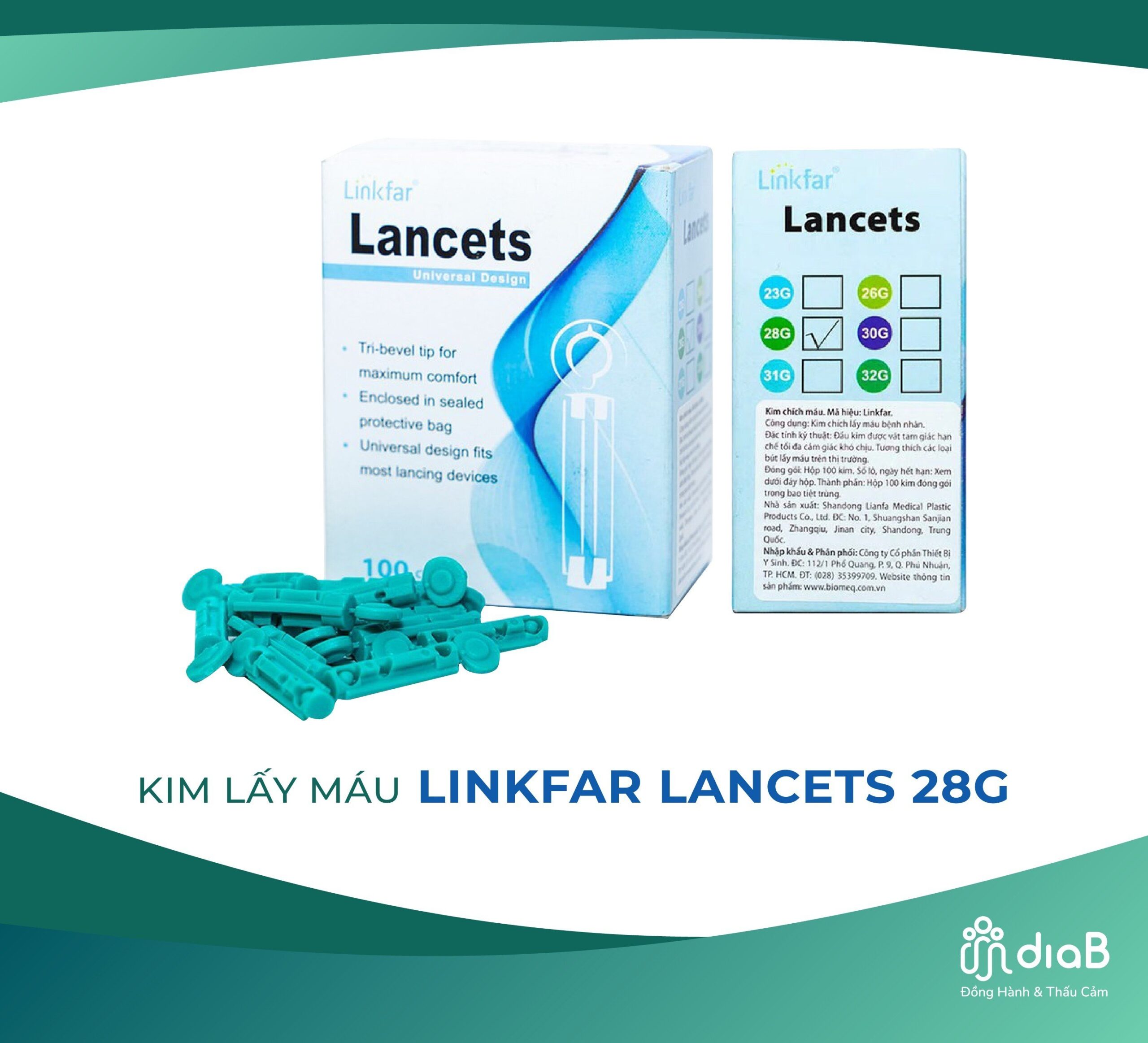 Kim lấy máu Linkfar Lancets 28g (100 Cái)